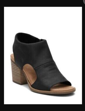 Toms Black Women's Eliana Peep-Toe Cutout Sandals Size 10